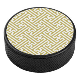 Sayagata Muster, Japanisch, Gold und Weiß Eishockey Puck