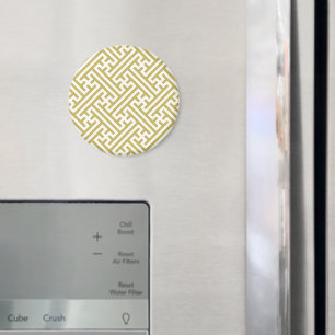 Sayagata Muster, Japanisch, Gold und Weiß Magnet