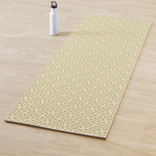 Sayagata Muster, Japanisch, Gold und Weiß Yogamatte (Beispiel)