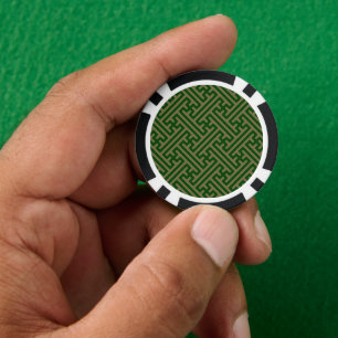 Sayagata-Muster, Japanisch, Grün und Gold Pokerchips