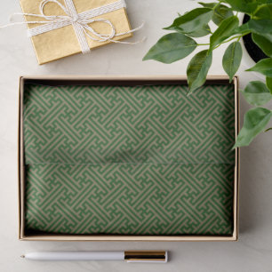 Sayagata-Muster, Japanisch, Grün und Gold Seidenpapier