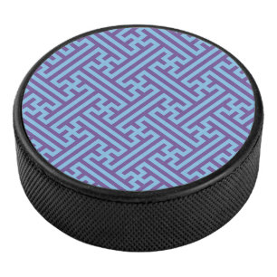 Sayagata-Muster, Japanisch, Lila und Blau Eishockey Puck