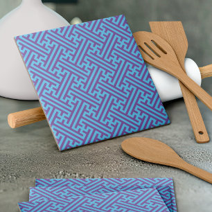 Sayagata-Muster, japanisch, Lila und blau Fliese