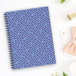 Sayagata-Muster, japanisch, Lila und blau Notizblock