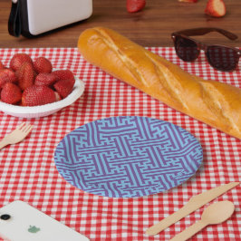 Sayagata-Muster, japanisch, Lila und blau Pappteller