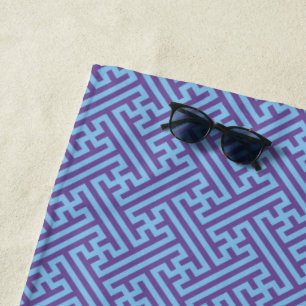 Sayagata-Muster, japanisch, Lila und blau Strandtuch