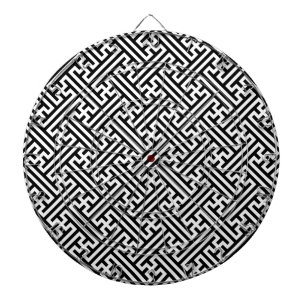 Sayagata-Muster, Japanisch, Schwarz und Weiß Dartscheibe