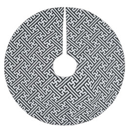 Sayagata-Muster, Japanisch, Schwarz und Weiß Polyester Weihnachtsbaumdecke