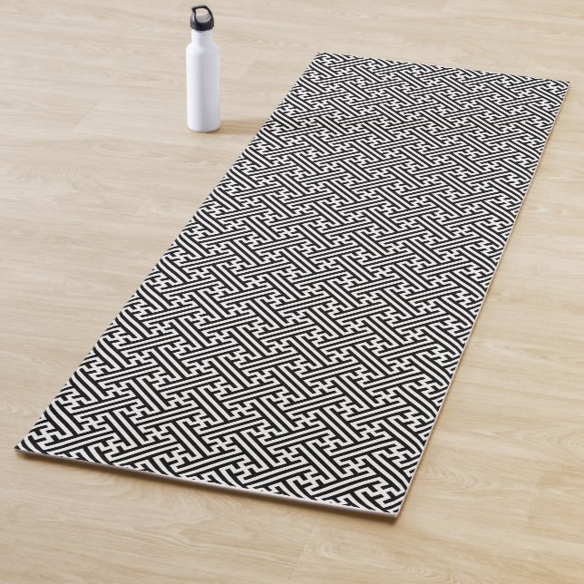 Sayagata-Muster, Japanisch, Schwarz und Weiß Yogamatte (Beispiel)