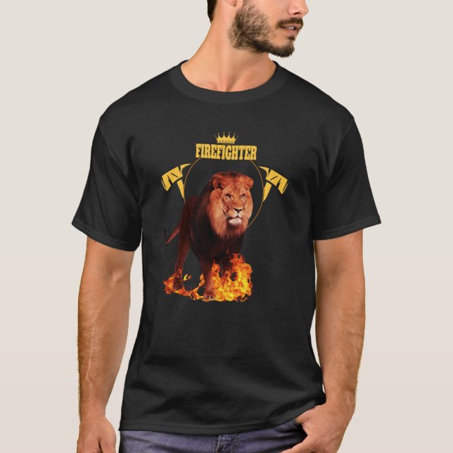 Saying firefighter firefighter lion hero king of f T-Shirt (Vorderseite)