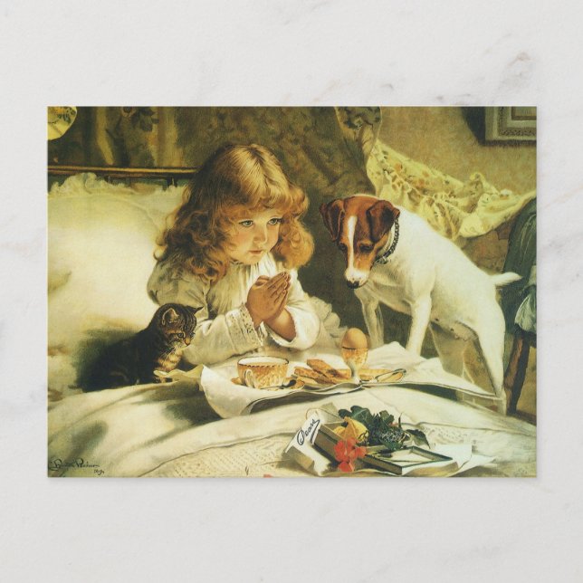 Saying Our Prayers, Charles Burton Barber wird sus Postkarte (Vorderseite)