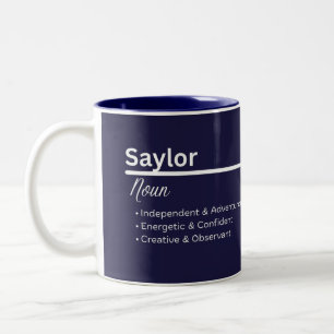 Saylor Personalisierter Namens-Kaffeebecher Zweifarbige Tasse