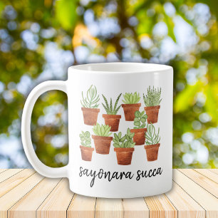 Sayonara Succa Wasserfarbe Sukkulenten-Pflanze Hum Kaffeetasse