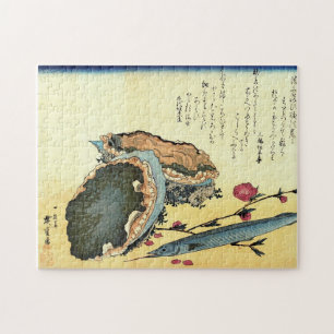 Sayori & Awabi (Halfbeak, Abalone) Hiroshige Fisch