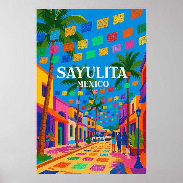 Sayulita Mexico Colorful Travel Poster (Devant)