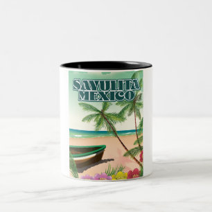 Sayulita Mexico Strandplakat Zweifarbige Tasse