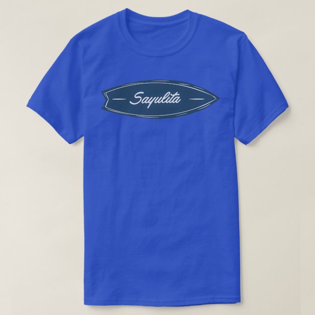 Sayulita Surfboard Typografie T-Shirt (Design vorne)