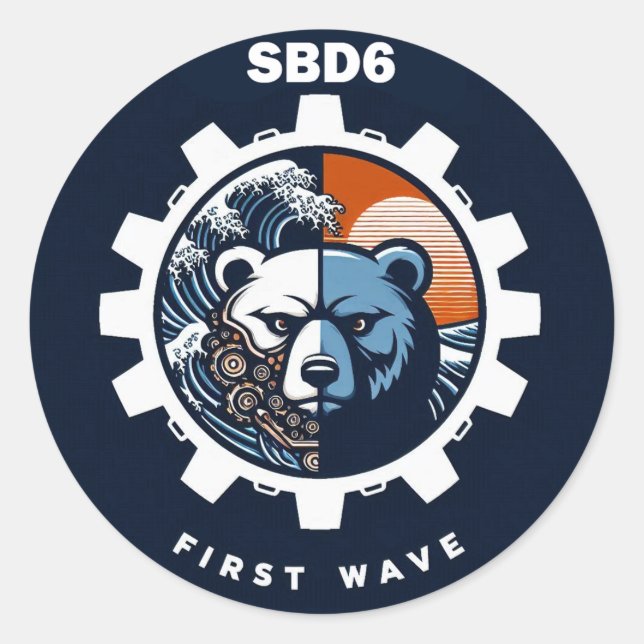 SBD6-Bär Runder Aufkleber (Vorderseite)
