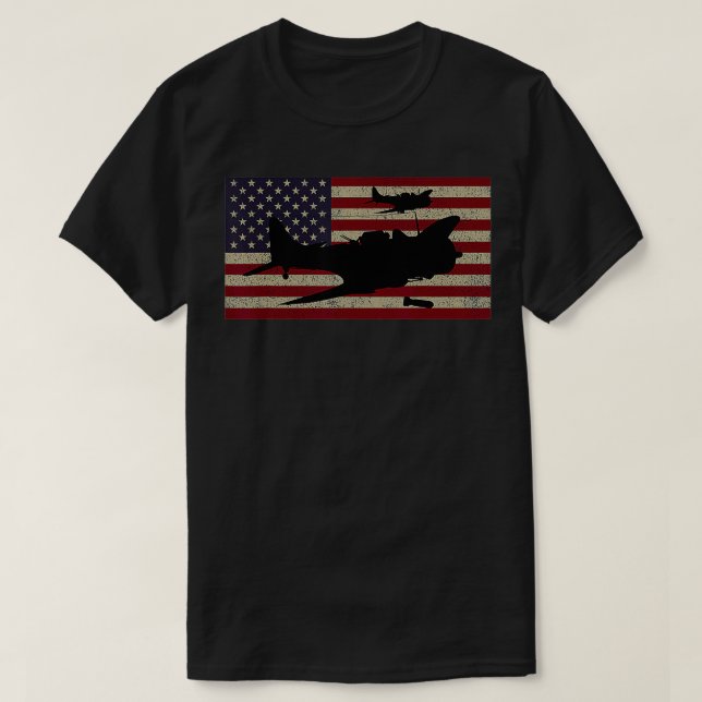 SBD Dauntless WW2 American Flag Dive Bomber Flugze T-Shirt (Design vorne)