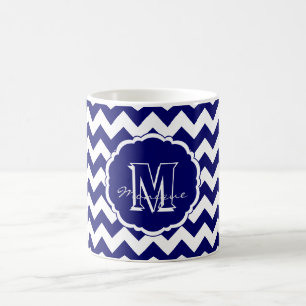 SC Monogram Zickzack, Blue-White Dark-Coffee Tasse