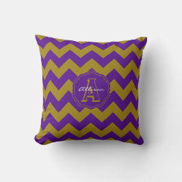 SC Monogram Zickzack, Lila-Gold-Quadrat-Pillow Kissen