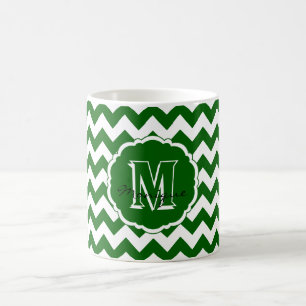 SC Monogramm Zickzack, Grün-Weiß-Kaffee-Tasse Kaffeetasse