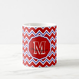 SC Monogramm Zickzack, Red-White-Blue-Kaffee-Tasse Kaffeetasse