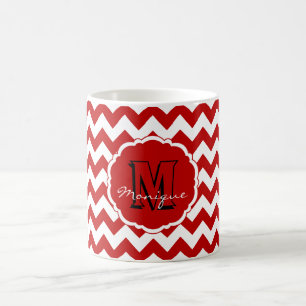 SC Monogramm Zickzack, Red-White-Coffee-Tasse Kaffeetasse