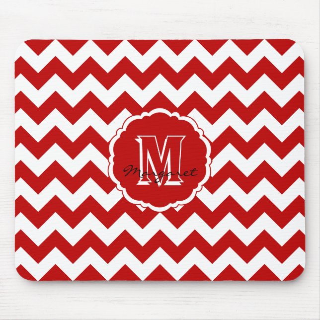 SC Zickzack Maus Pad Red und White Mousepad (Vorne)