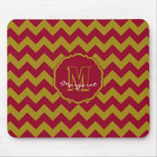 SC Zickzack Mouse Pad-Burgund und Gold Mousepad