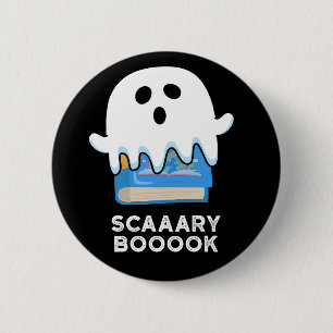 Scaaary Booook Funny Ghost Book Pub Dark BG Button
