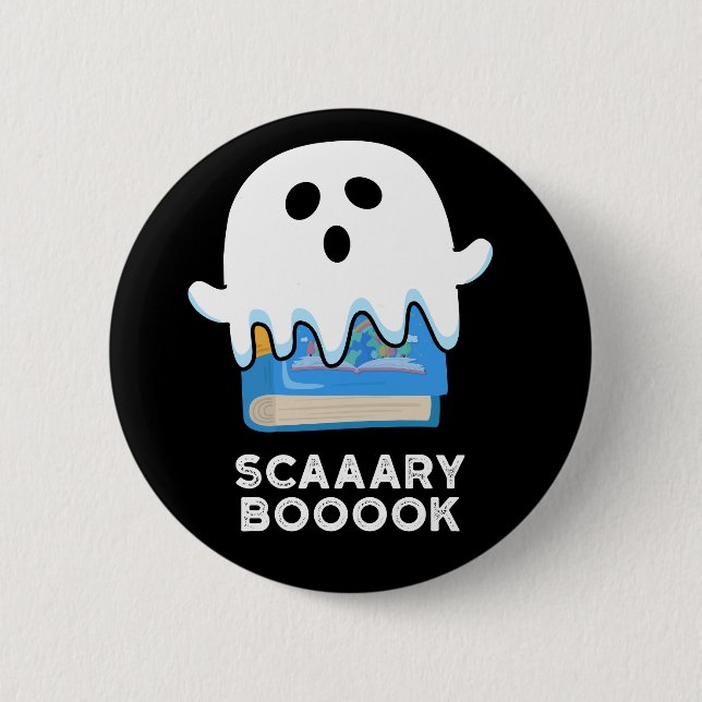 Scaaary Booook Funny Ghost Book Pub Dark BG Button (Vorderseite)
