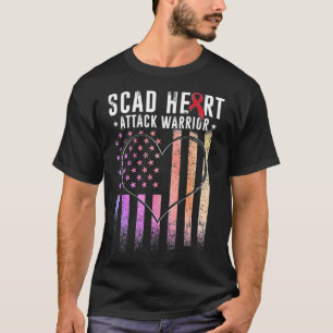 SCAD Heart Attack Survivor USA Flag Warrior  T-Shirt