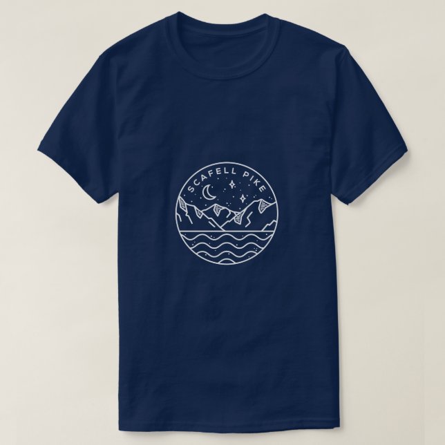 Scafell Pike Lake District England Emblem Black T-Shirt (Design vorne)