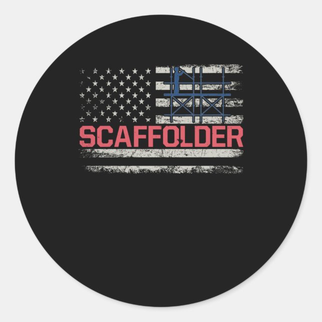 Scaffolder USA Flag Gerüstbauer Runder Aufkleber (Vorderseite)