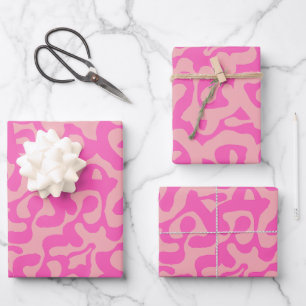 Scala Media Abstrakt Pink Modernes Preppy-Muster Geschenkpapier Set