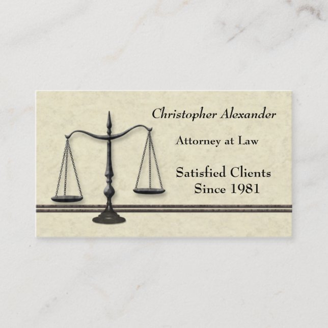 Scales de justice Avocat Carte de visite (Devant)