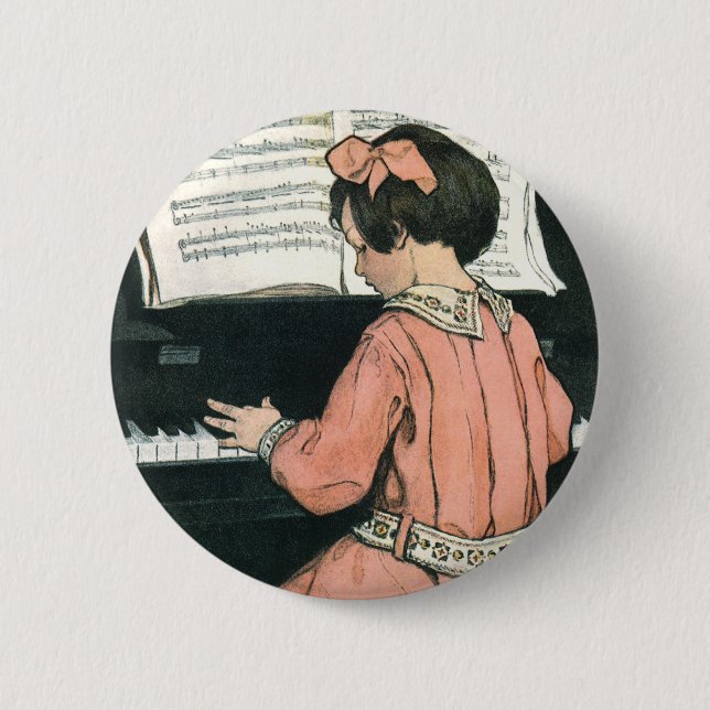 Scales von Jessie Willcox Smith, Piano Music Girl Button (Vorderseite)