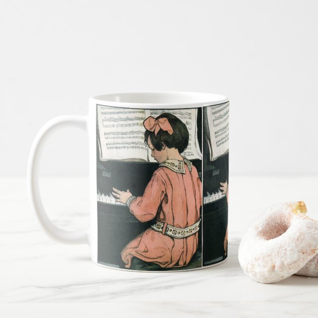 Scales von Jessie Willcox Smith, Piano Music Girl Kaffeetasse (Mit Donut)