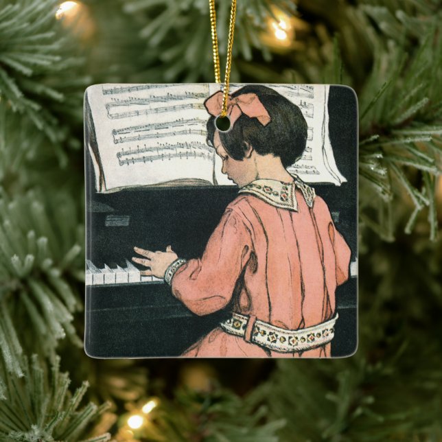 Scales von Jessie Willcox Smith, Piano Music Girl Keramikornament (Baum)