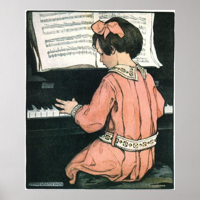 Scales von Jessie Willcox Smith, Piano Music Girl Poster (Vorne)