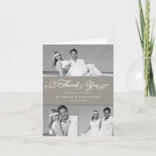Scallop Band Romantisches Drehbuch 3 Multi-Foto-Ho Dankeskarte