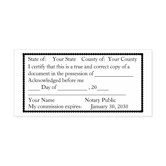 Scallop Borderary Public Copy Briefmarke Permastempel (Design)