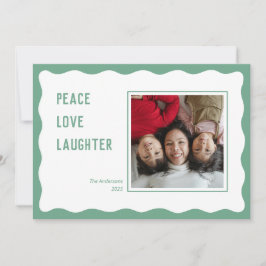 Scallop Green Frame Happy Feiertage Weihnachtskart Feiertagskarte
