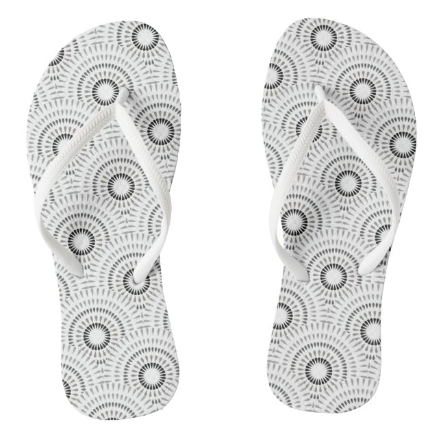 Scallop Japanisch Schwarz-weiß Flip Flops (Fußbett)
