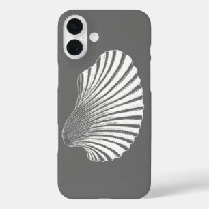 Scallop Muschel Block Print, grau / grau und weiß title_seo2