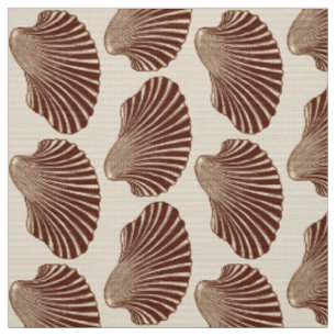 Scallop Muschel Blockdruck, braun und Beige Stoff