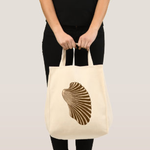 Scallop Muschel Blockdruck, braun und Beige Tragetasche