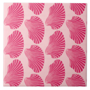 Scallop Muschel Blockdruck, Fuchsia und Pink Fliese