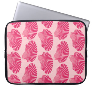 Scallop Muschel Blockdruck, Fuchsia und Pink Laptopschutzhülle